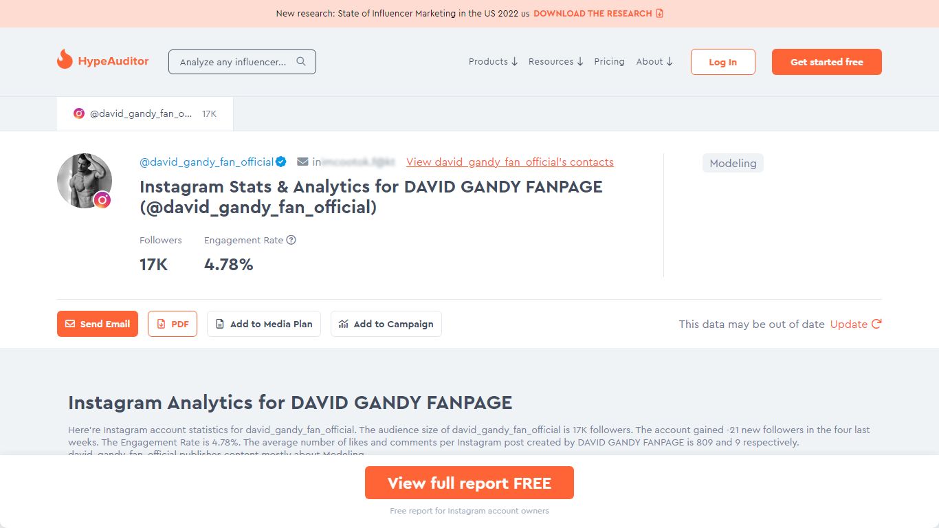DAVID GANDY FANPAGE Instagram Stats and analytics | HypeAuditor ...